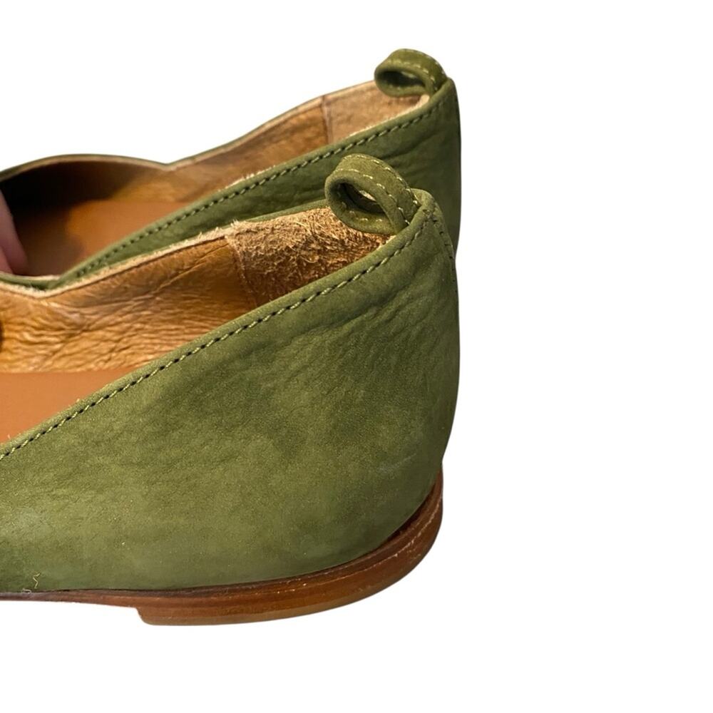 Charleston Shoe Co Suede Ballet Flat Army Olive Green size 9 no ankle strap - Picture 6 of 9